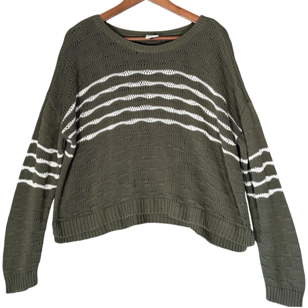 Cabi 5829 Scout Pull Over Sweater Slouchy Cotton Striped S